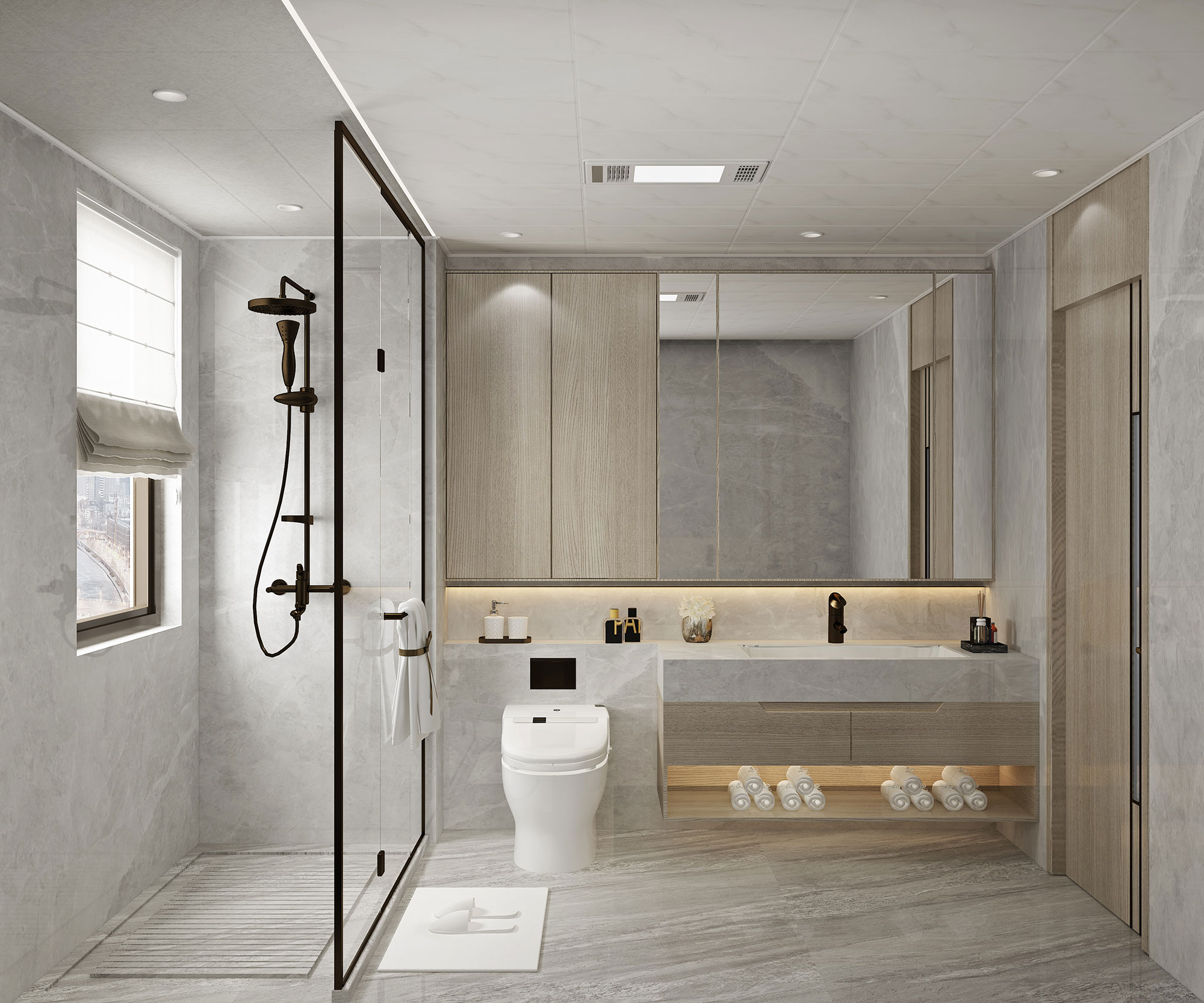 集成吊頂300系列（加盟商專供）榮耀灰（淺）（雙層簡(jiǎn)凸套框）效果圖