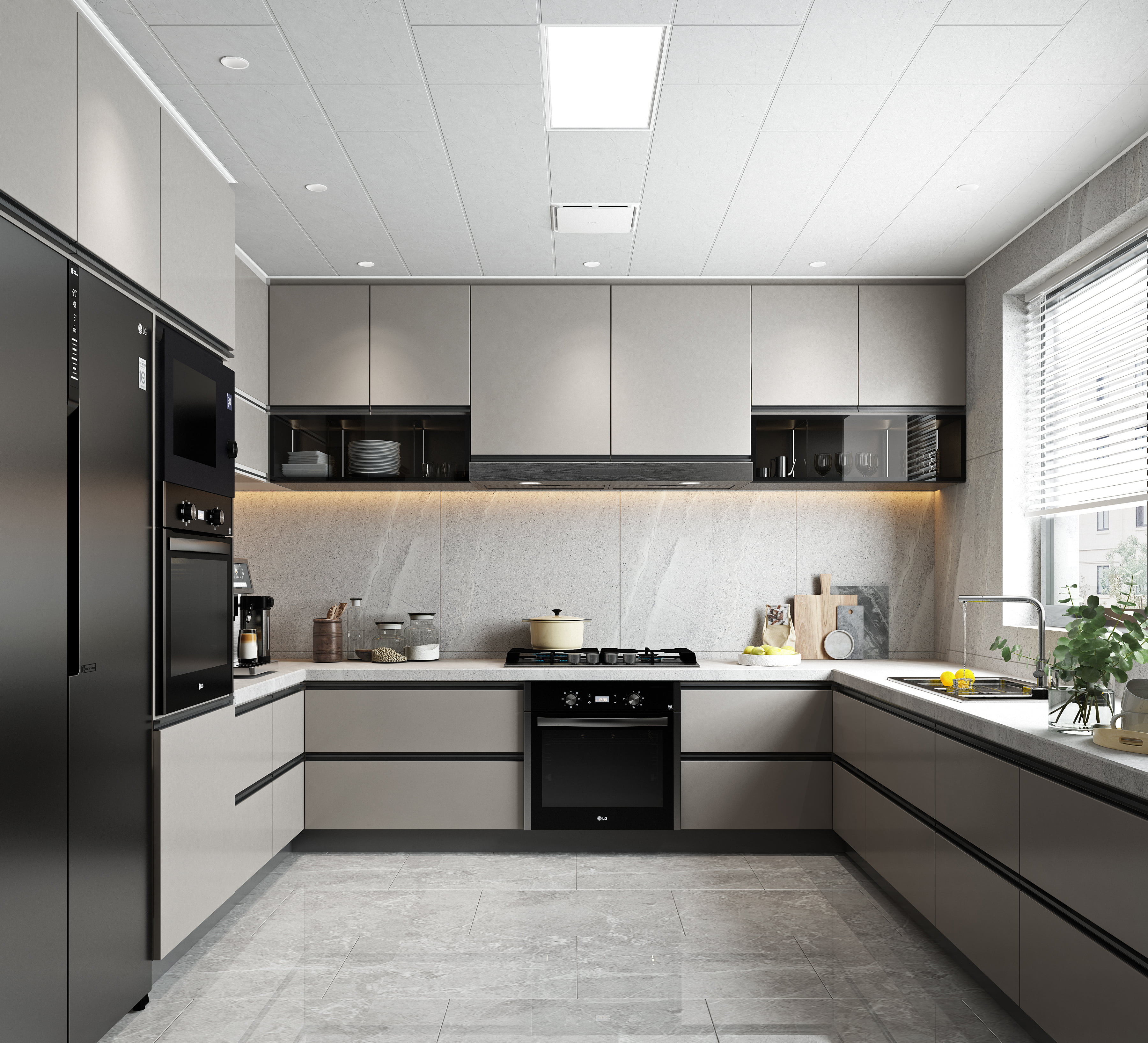 集成吊頂300系列（加盟商專供）云砂石-簡(jiǎn)凸套框（300×600×17 mm）效果圖