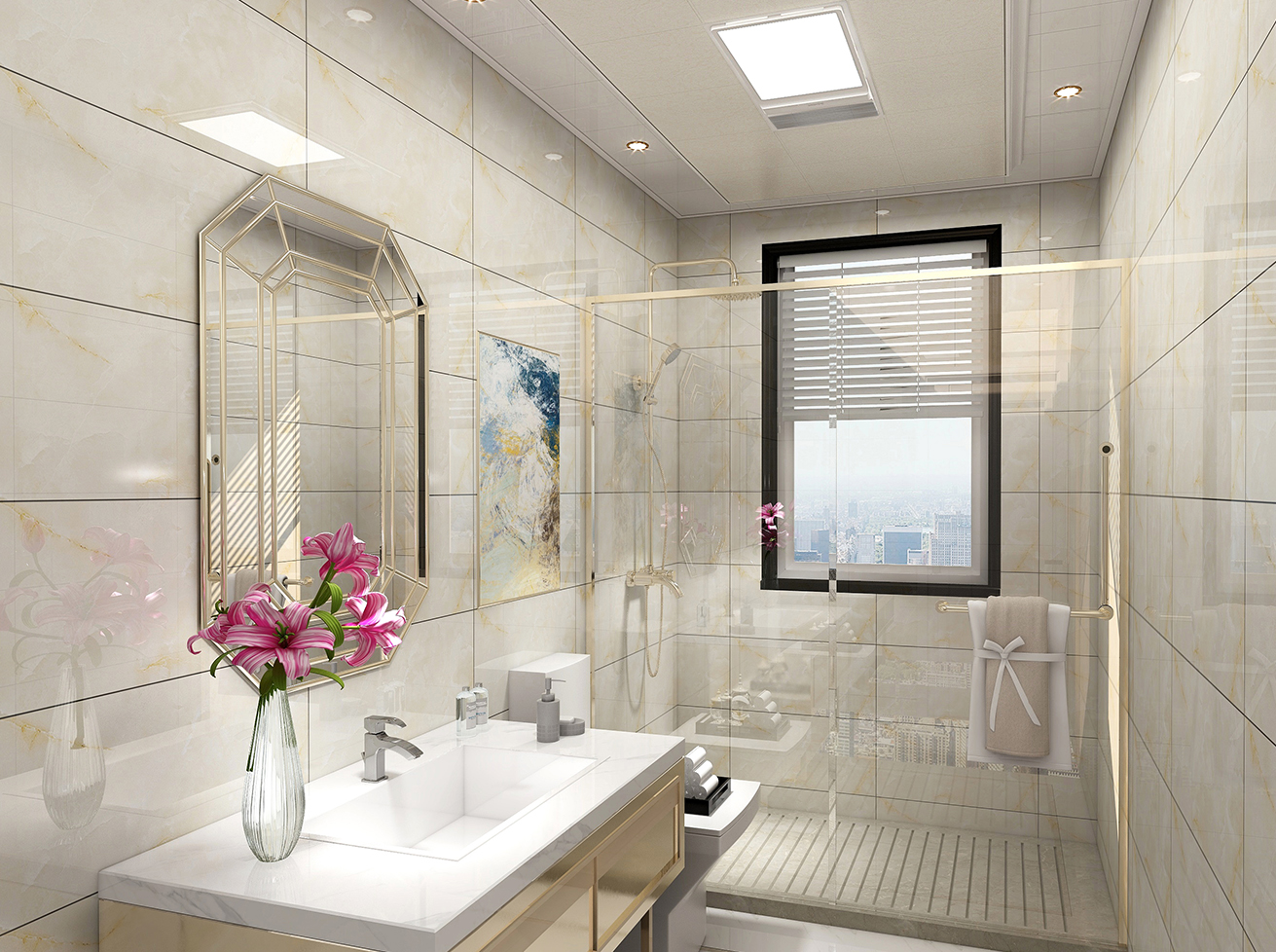 集成吊頂廠家巴迪斯2020年輕奢衛生間吊頂效果圖